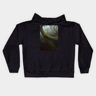 Moss and Lichen Growing on a Log Kids Hoodie